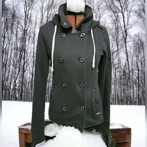 Element Wood & Thread Black Button Up Hooded Jacket Size M